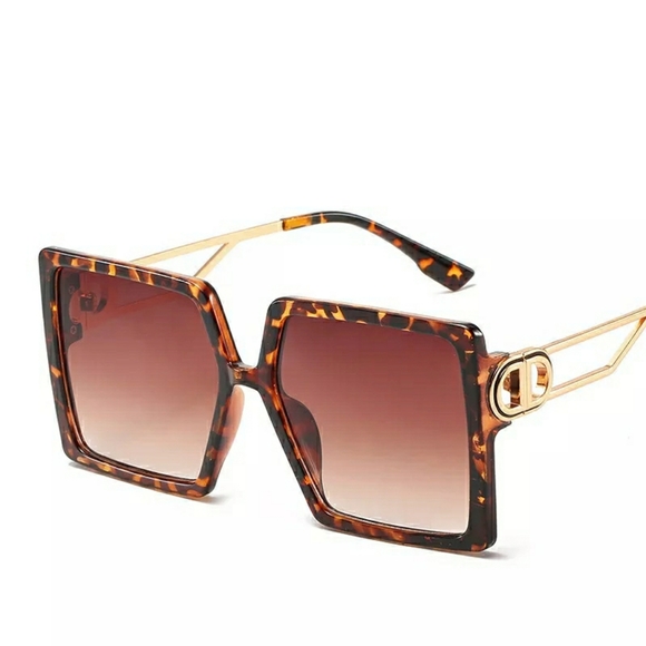 New Leopard Oversized Square Sunglasses - Picture 2 of 7